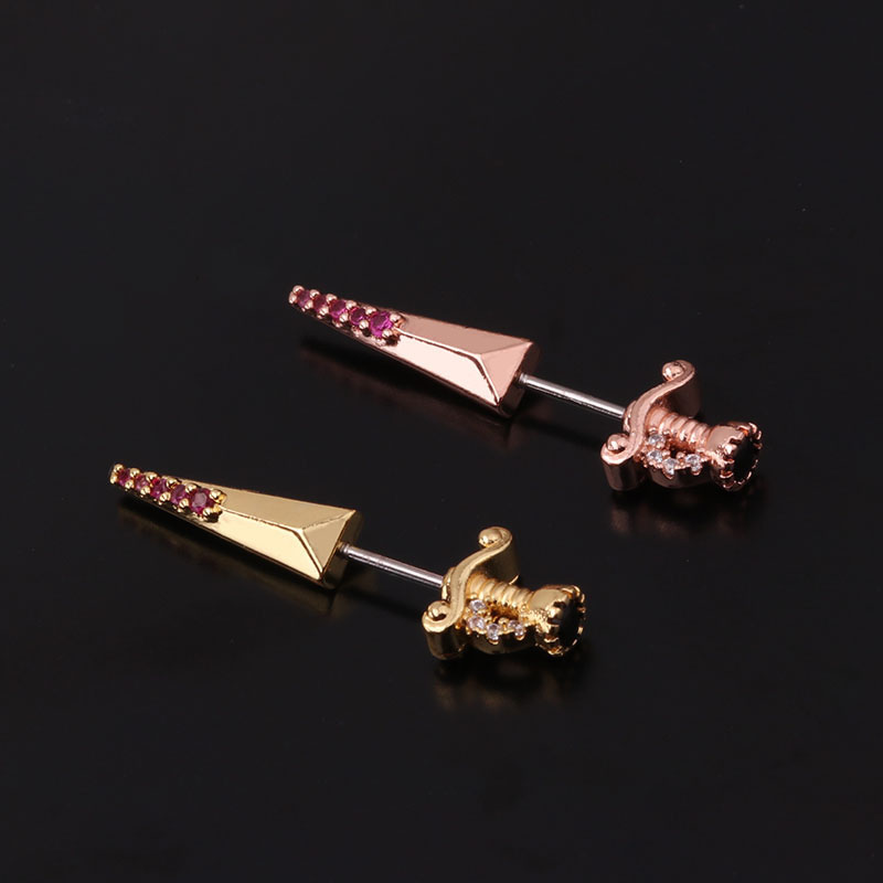 Creative Piercing Ear Jewelry Fashion Zircon Stainless Steel Ear Bone Nails Manufacturer