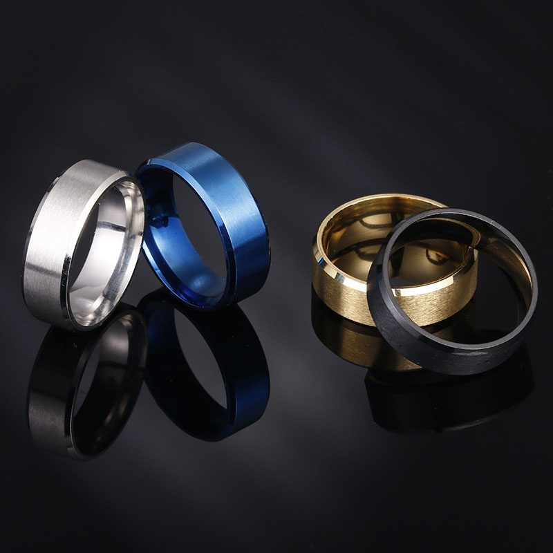 Wholesale 8mm Matte Stainless Steel Men's Ring Fashion Jewelry
