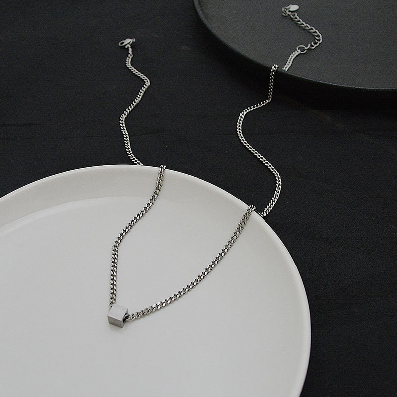 Titanium Steel Necklace Male Hip Hop Simple Square Pendant Distributor