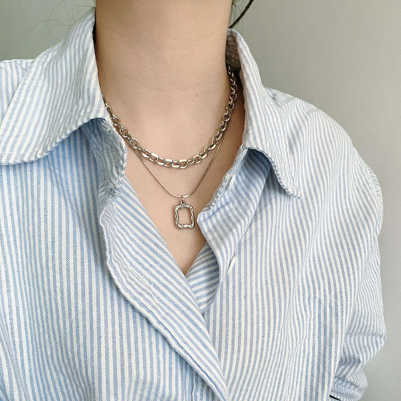 Temperament Double Layer Geometric Thick Chain Necklace Female Distributor