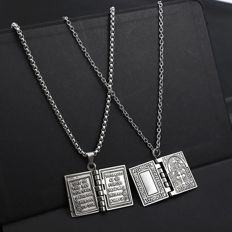 Titanium Steel Necklace Can Open The Book Pendant Couples Fashion Chain Distributor
