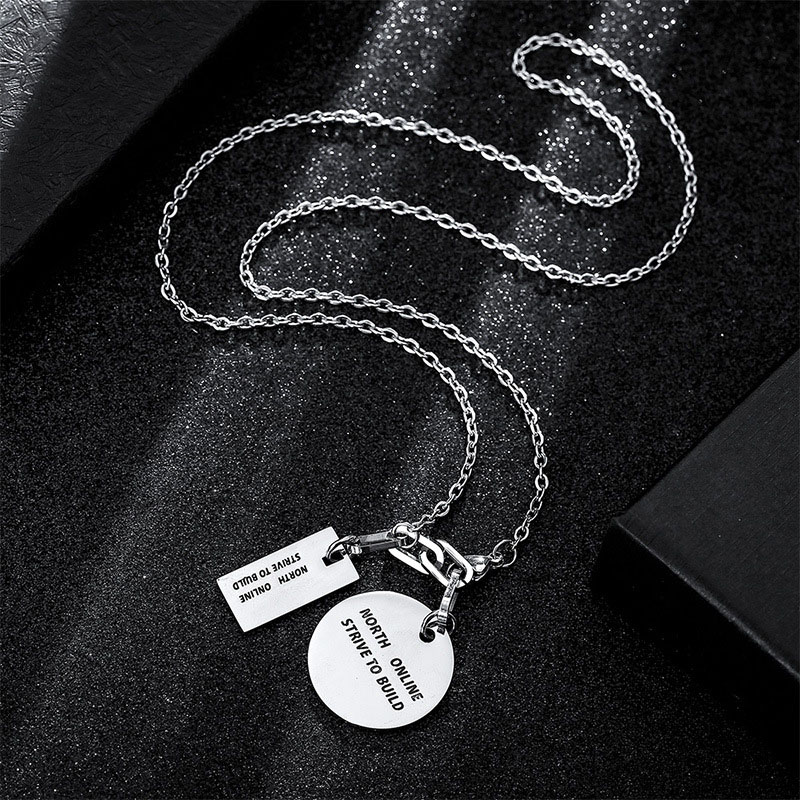 Geometric Simplicity Round Square Sign Necklace Fashion Hip-hop Pendant Titanium Steel Sweater Chain Distributor