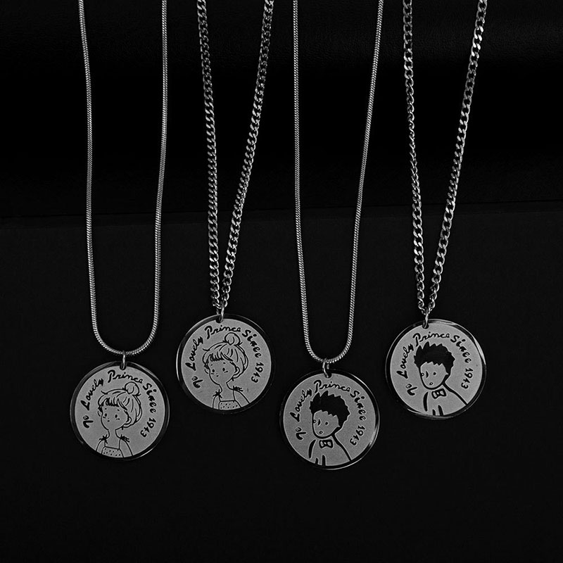 Titanium Steel Hip-hop Prince Avatar Round Coin Pendant Necklace For Men Distributor