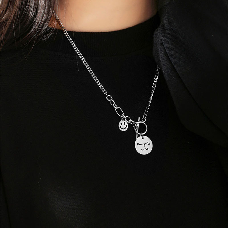 Smiley Letters Necklace  Collarbone Chain Simple Temperament Pendant Distributor