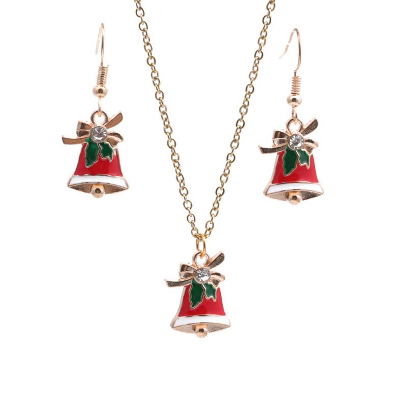Christmas Dress Color Bell Necklace Girl Earrings Supplier