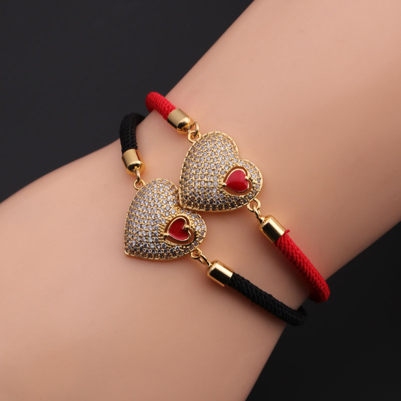 Copper Zircon Lovers Peach Heart Bracelet Adjustable Bracelet Women Manufacturer
