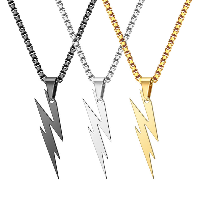 Wholesale Men's Necklace Titanium Flash Pendant Hip Hop Jewelry