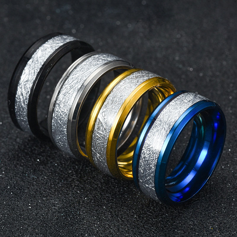 Wholesale Titanium Steel Double Beveled Edge Drip Inlaid Silk Ring Vendors