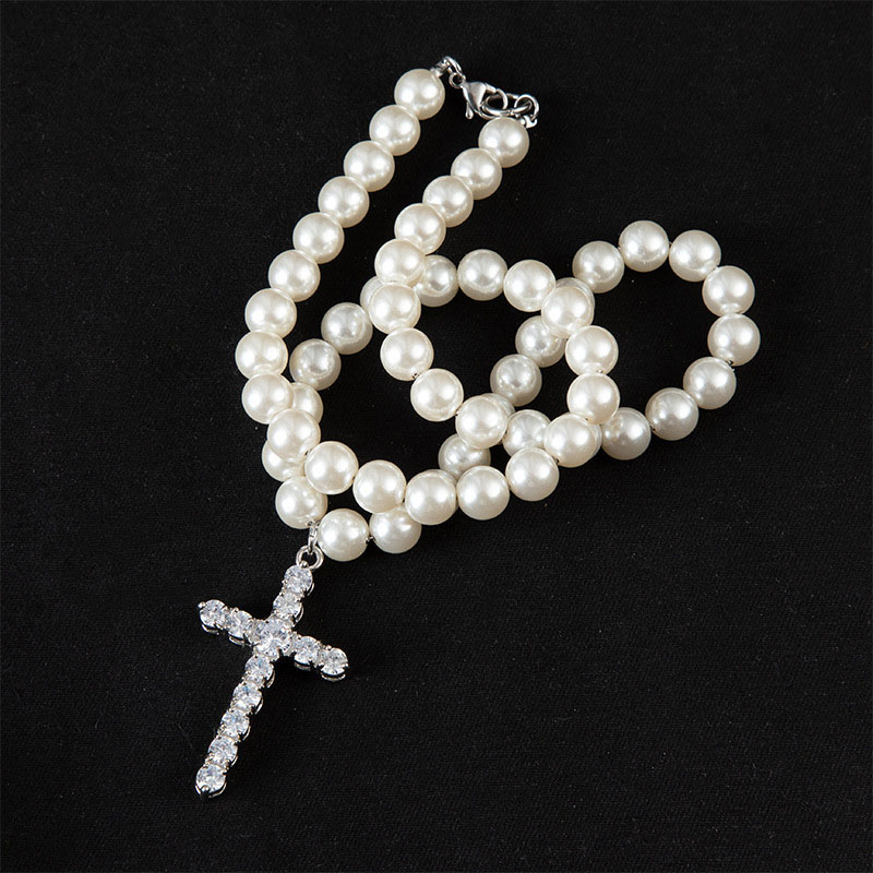 Simple Pearl Cross 8-10mm Necklace s Distributor