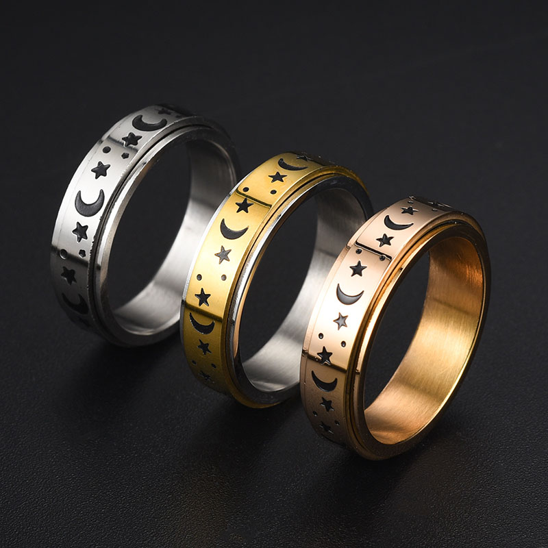 Wholesale Star And Moon Pair Ring Rotatable Ring Couple Vendors