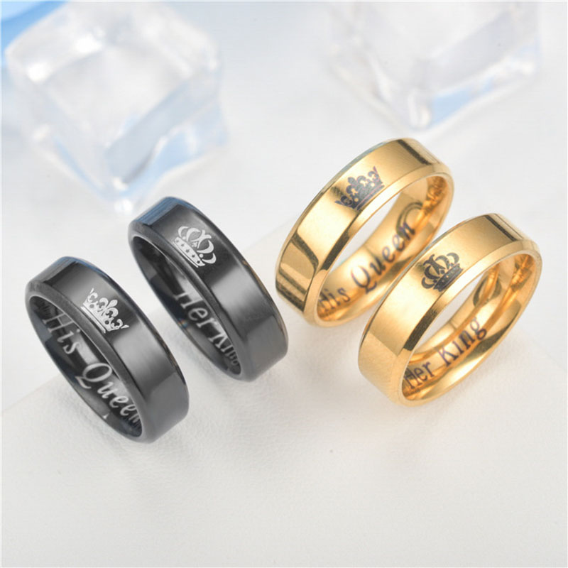 Wholesale Beveled Crown Fashion Couple Ring Pair Ring Vendors
