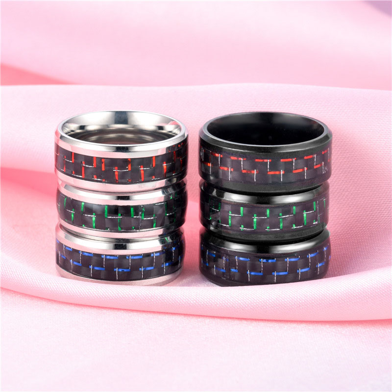 Wholesale Japanese And Korean Fashion  Carbon Fiber Couple Titanium Steel Ring Vendors