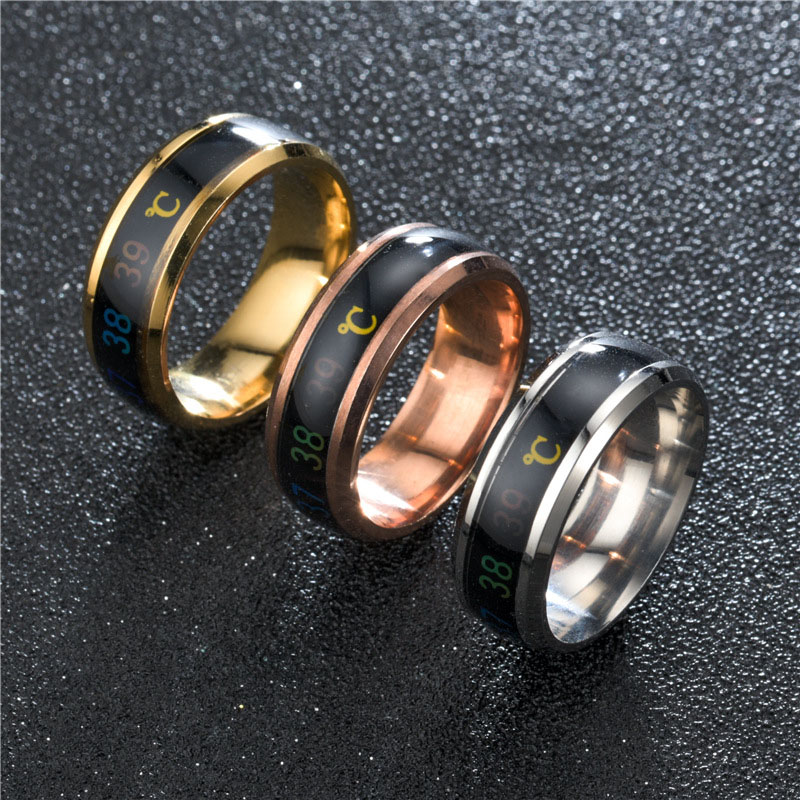 Wholesale Fashion  Smart Couple Ring Display Temperature Ring Vendors