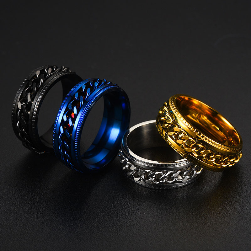 Wholesale Simple Jewelry Men's Titanium Steel Chain Ring Domineering Personality Vendors