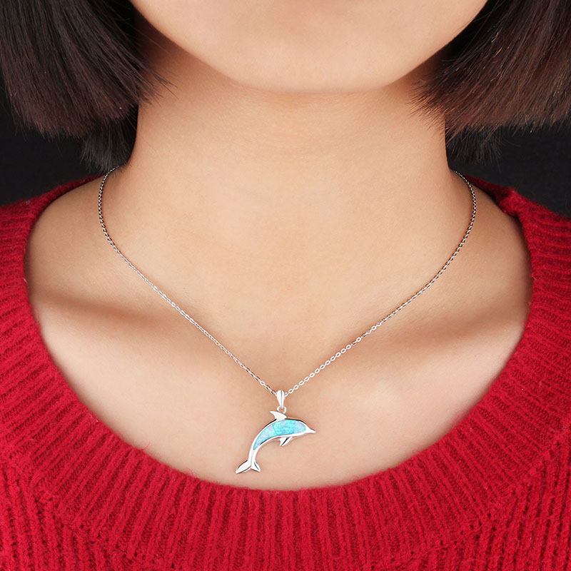 Wholesale Selling S925 Necklace Ocean Series Animal Opal Pendant