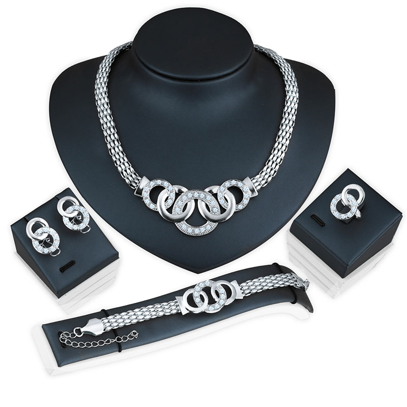 Jewelry Creative Inlay Rhinestone Necklace Earrings Bracelet Ring Distributor