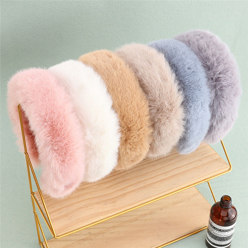 Creative  Winter Warm Color Imitation Rabbit Plush Headband Manufacturer