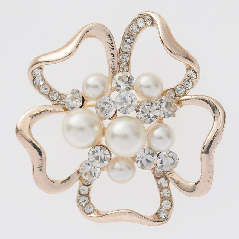 Wholesale Simple And Fashionable Korean Version Of High-end Pearl Rhinestone Brooch