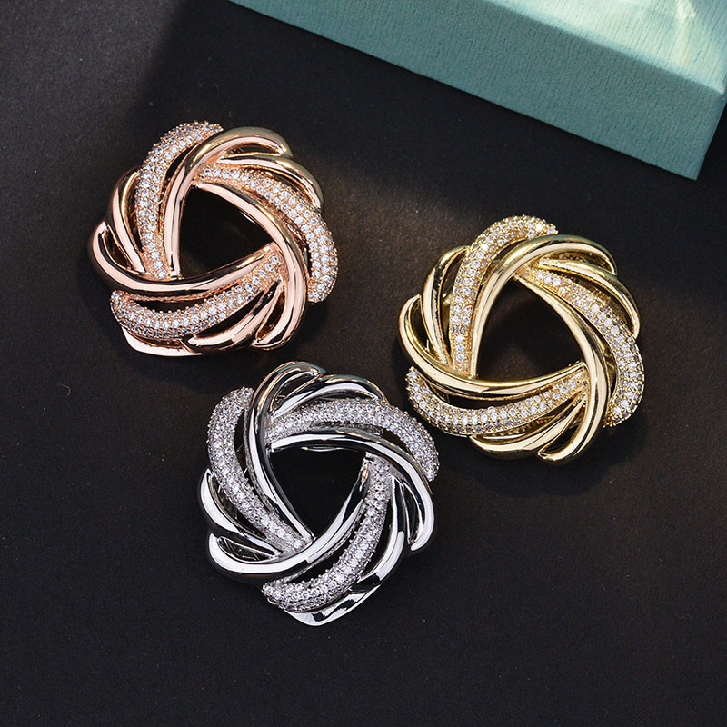 Wholesale Jewelry Pure Copper Zircon Scarf Buckle High-end Simple Vendors