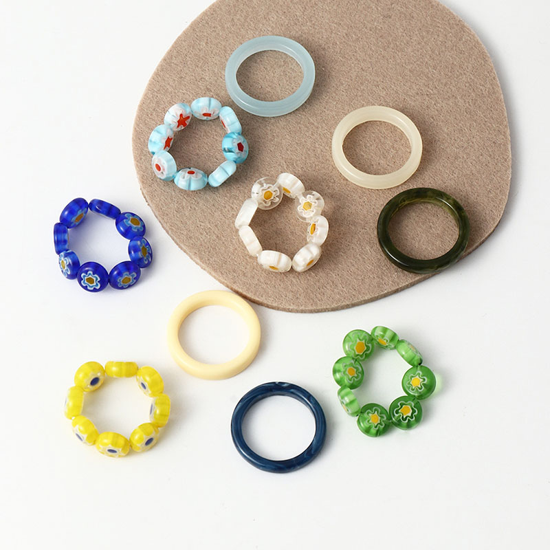 Wholesale Fashion Ring Tide Color Glazed Beads