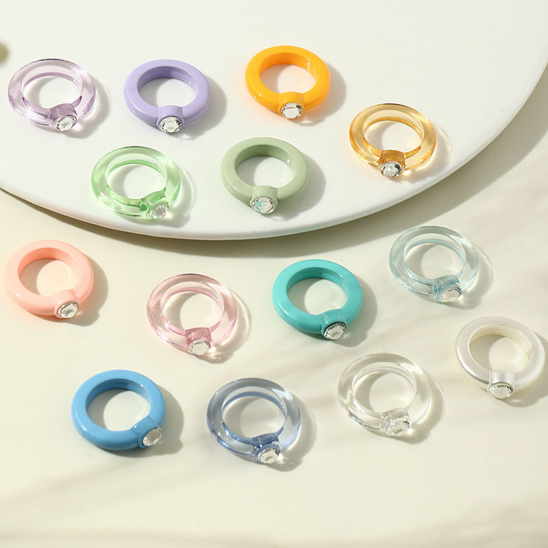Wholesale Ins Wind Sweet Cool Transparent Resin Ring Set