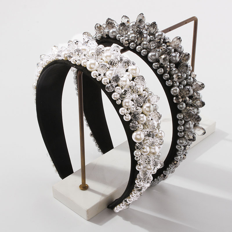 Imitation Crystal Headband Beaded Heavy Industry Wide-brimmed Fashion Headband Manufacturer