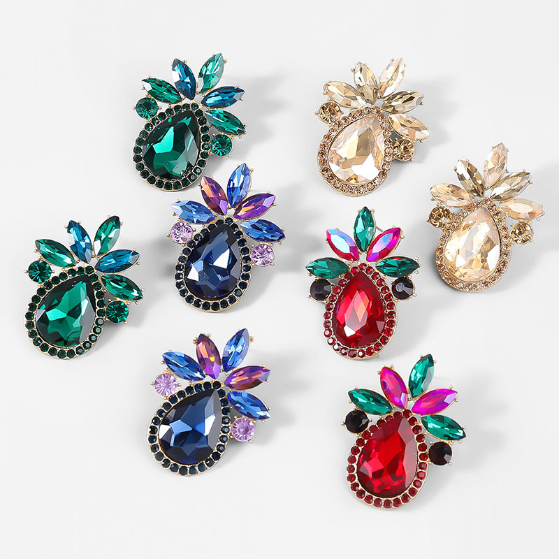 Fashion Color Diamond Alloy Diamond Geometric Earrings Super Sparkling Party Manufacturer