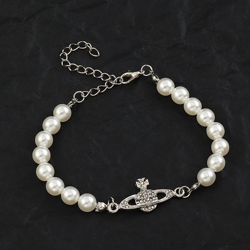 Simple Personality Texture Pearl Saturn Bracelet With Diamond Planet Distributor