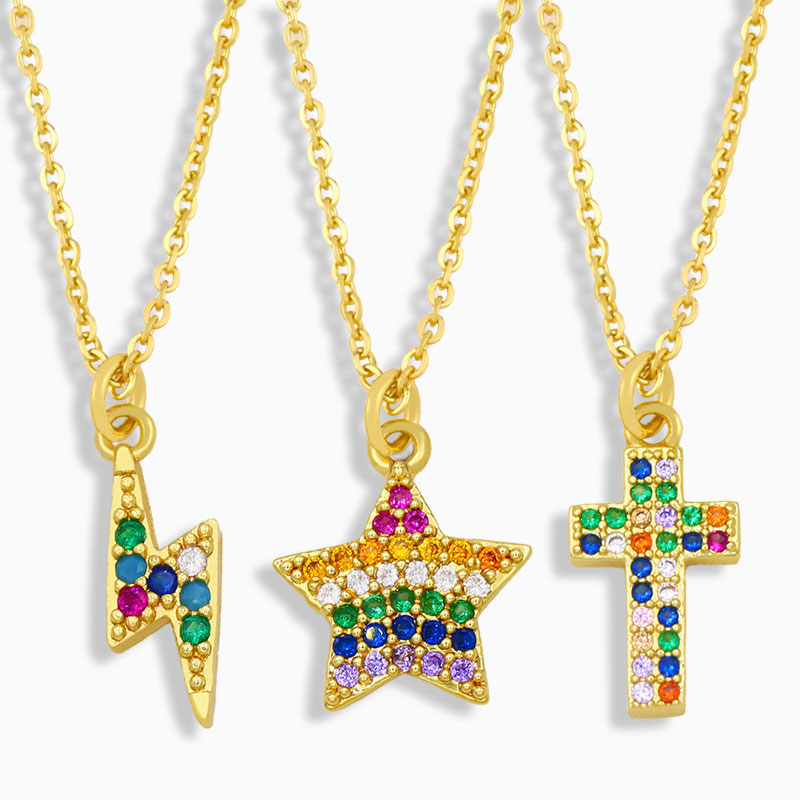 Wholesale Accessory Pentagram Pendant Niche Design Cross Lightning Necklace