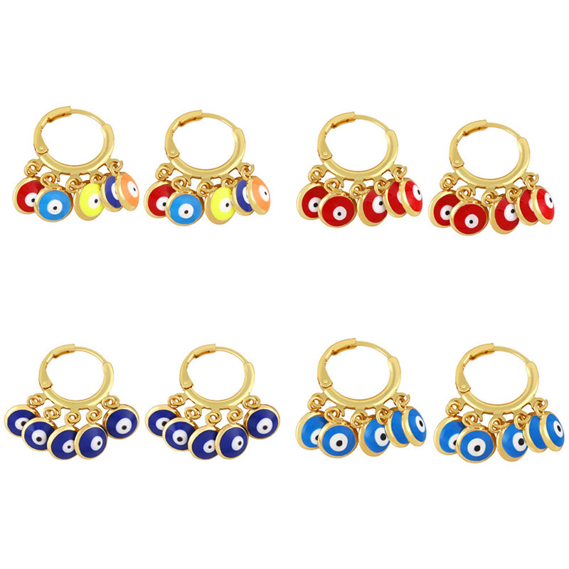 Colorful Oil-dripping Tassel Earrings Buckle Female Popular Devil's Eye Earrings Distributor