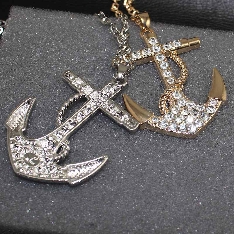 Wholesale Full Diamond Necklace Europe And The United States Jewelry Ladies Anchor Crystal Necklace