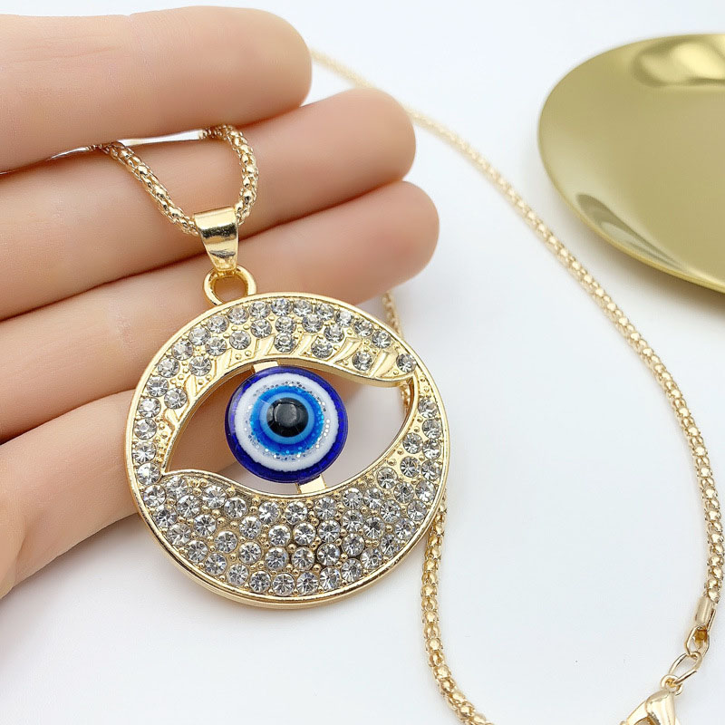 Eye Necklace Europe And The United States Hip-hop Necklace Alloy Rhinestone Jewelry Distributor
