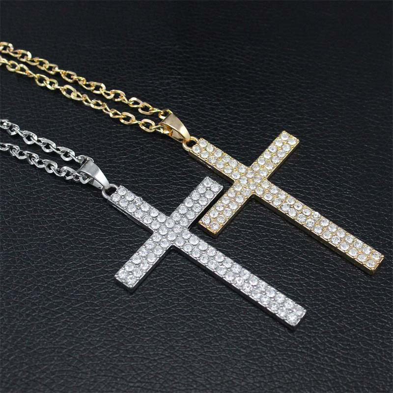Wholesale Rock Hip Hop With Full Diamond Cross Necklace