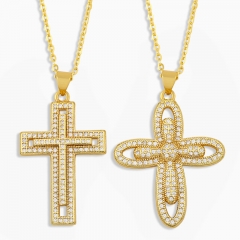 Wholesale Hip-hop Necklace About Diamond-set Cross Collarbone Chain Accessories