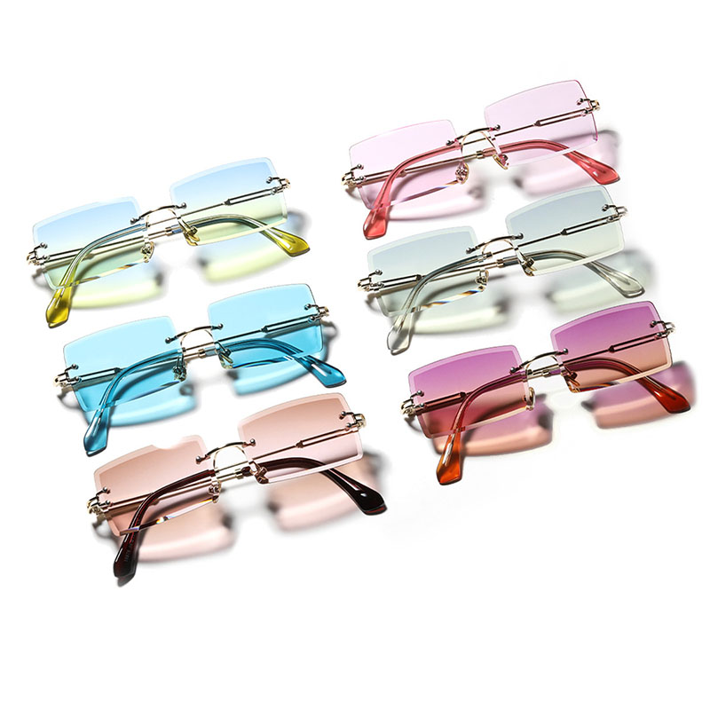 Square Rimless Sunglasses Retro Diamond Cut Edge Transparent Glasses Distributor