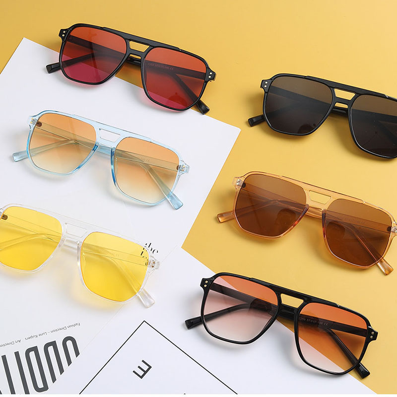 Square Double-beam Fashion Black Sunglasses Trendy Sunglasses Distributor