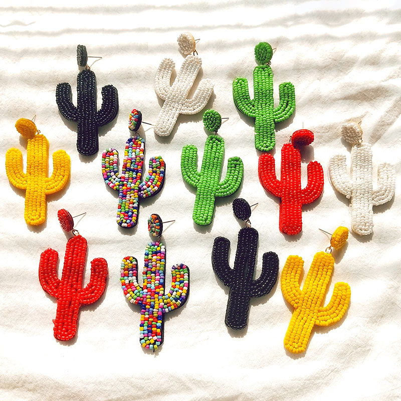 Wholesale Creative Cactus Handmade Rice Beads Earrings Bohemian Ethnic Wind Jewelry Earrings Vendors