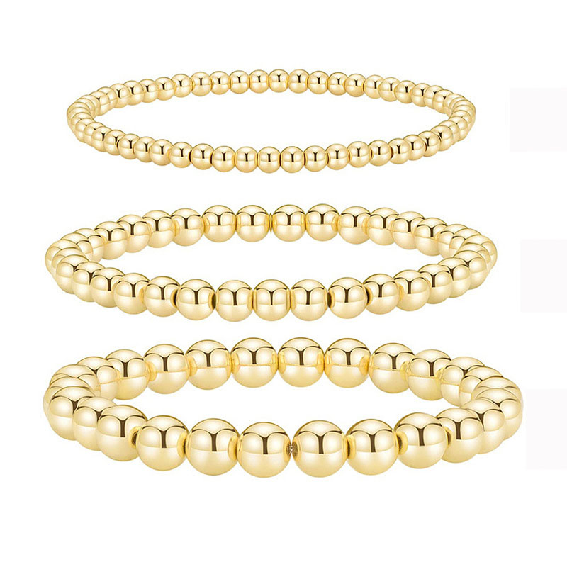 Gold To Keep The Color Gold-plated Stretch Multi-layer Stacked Round Bead Bracelet Supplier