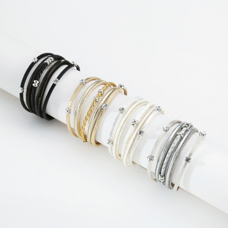 Wholesale Bohemian Multi-layered Bracelet Geometric Chain White Stone Vendors