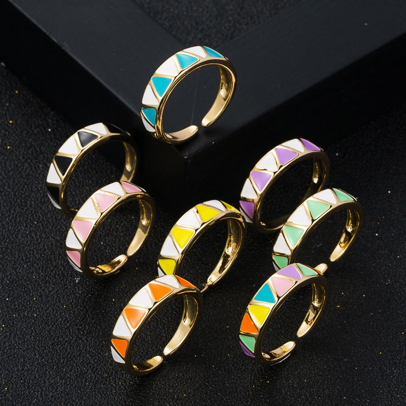 Wholesale Trendy Oil Drip Color Blocking Ring With Minimalist Style