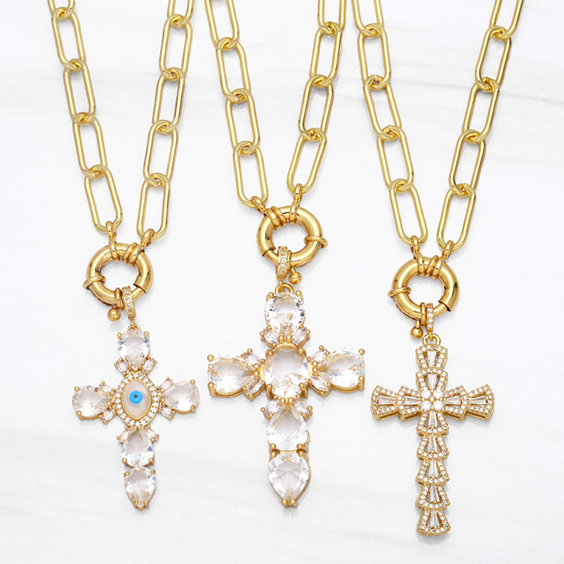 Wholesale Hip Hop With Diamond Cross Pendant Fashion Necklace
