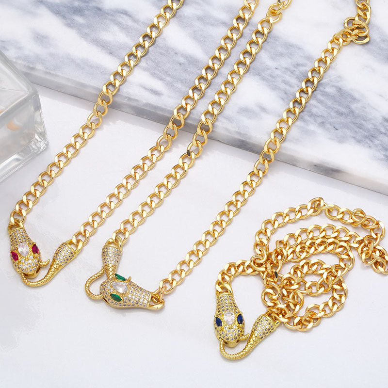 Wholesale Snake Hip Hop Full Diamond Necklace