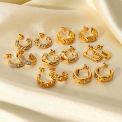 Fashion 18k Gold And Diamond C-shaped Earrings Distributor