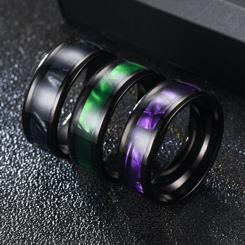 Fashion Black Elegant Seven Color Purple Dazzling Shell Ring Distributor