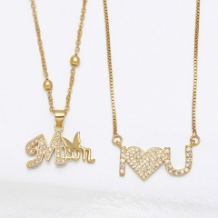 Wholesale Love Letter Necklace Mum With Diamonds Clasp Chain