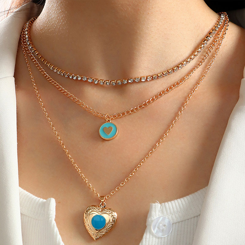 Blue Ocean Flap Love Pendant Multi-layer Chain Stacked With Necklace Manufacturer