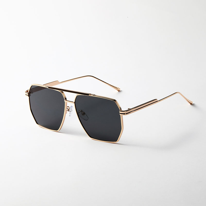 Square Aviator Section Double Beam Thin Frame Metal Korean Sunglasses Manufacturer