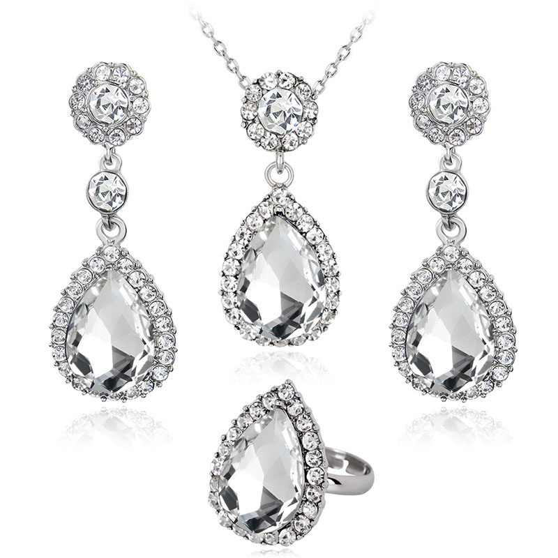 Alloy Electroplate White K Multi-coloured Gemstones Necklace Set Of 3 Distributor