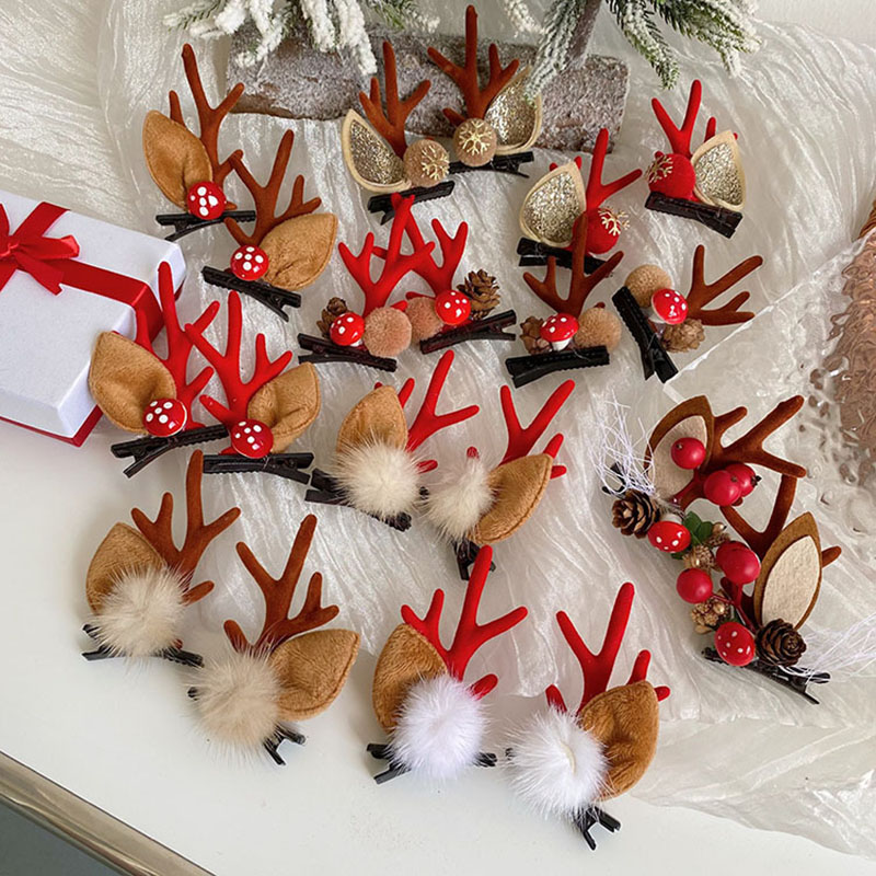 Antler Christmas Hair Clip Jewelry Headdress Moose Ears Deer Clip Hair Accessories Supplier