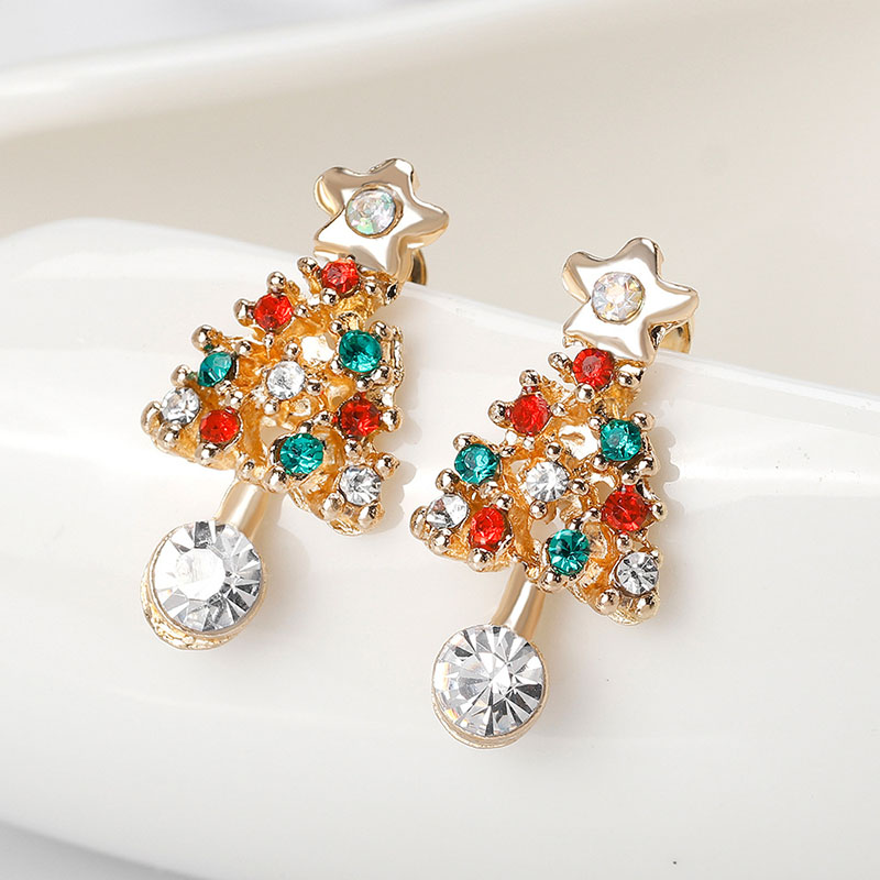 Fashion Alloy Diamond Christmas Tree Earrings Distributor